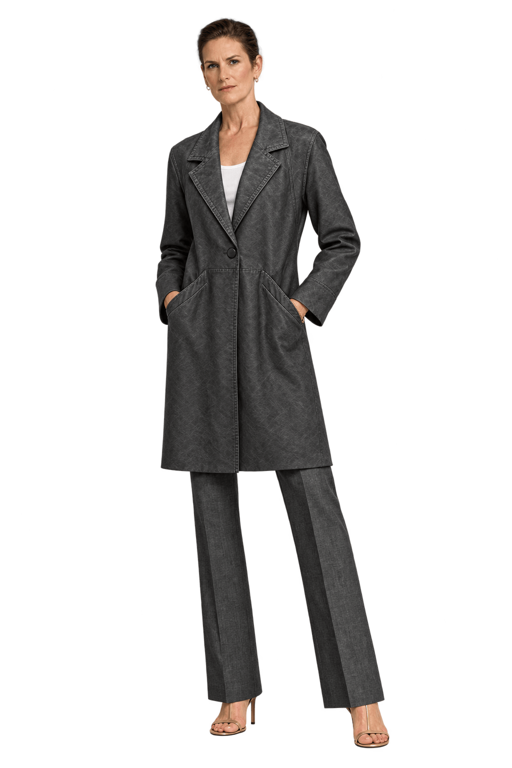 1990s Black Leather Coat - Model