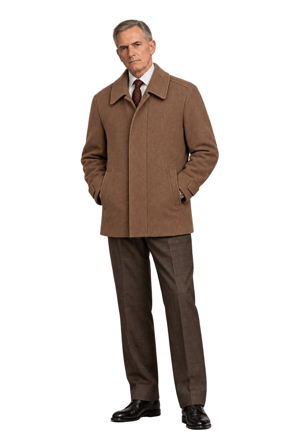1990s Warm Camel Brown Wool Jacket - Model