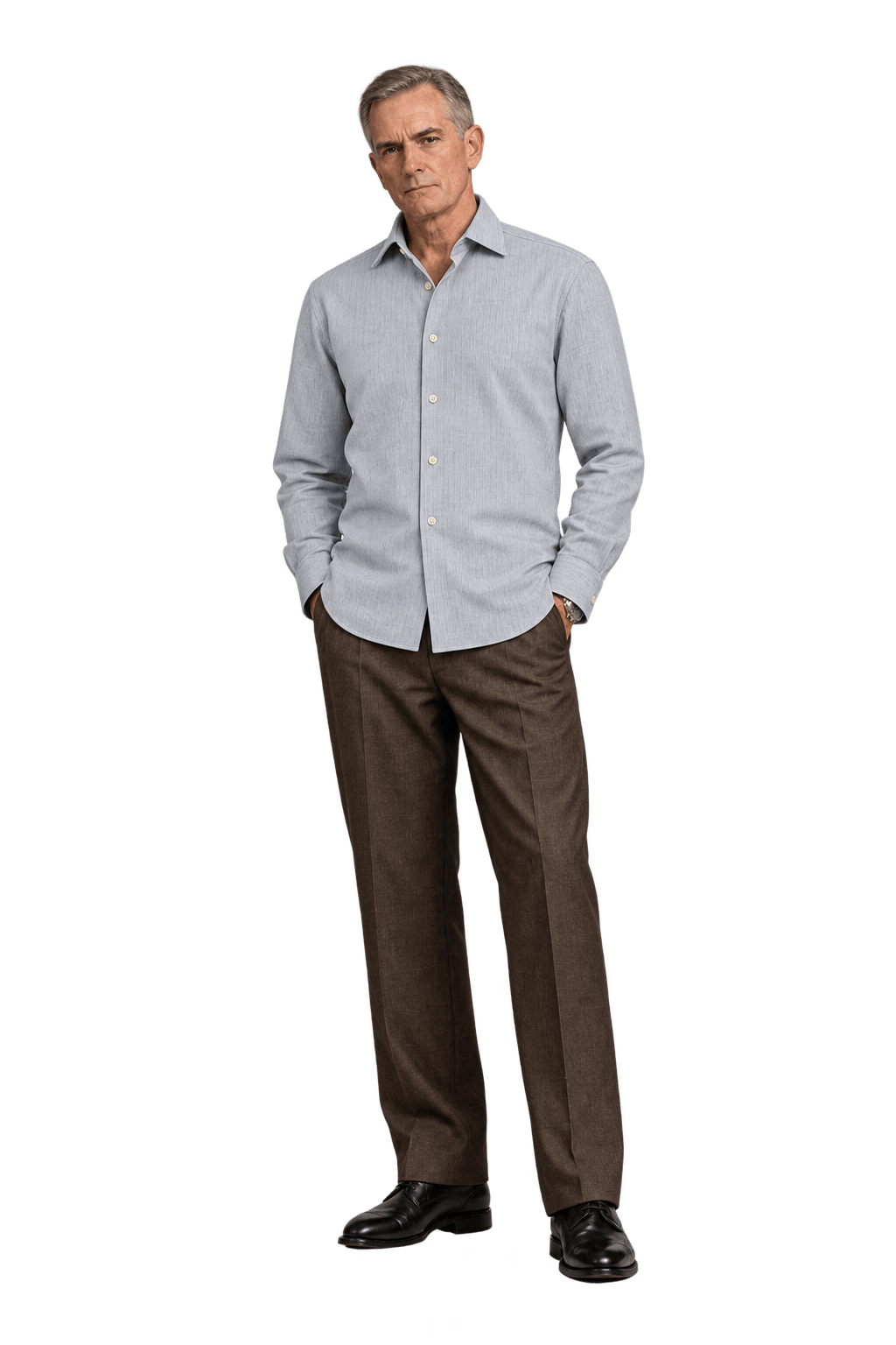 1990s Light Blue Cotton Button-Down Shirt - Model