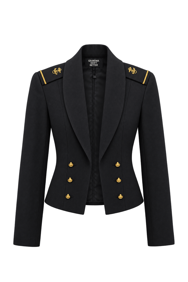 1980s Very Dark Navy Blue Unverified Woven Suiting Fabric Jacket - Front View