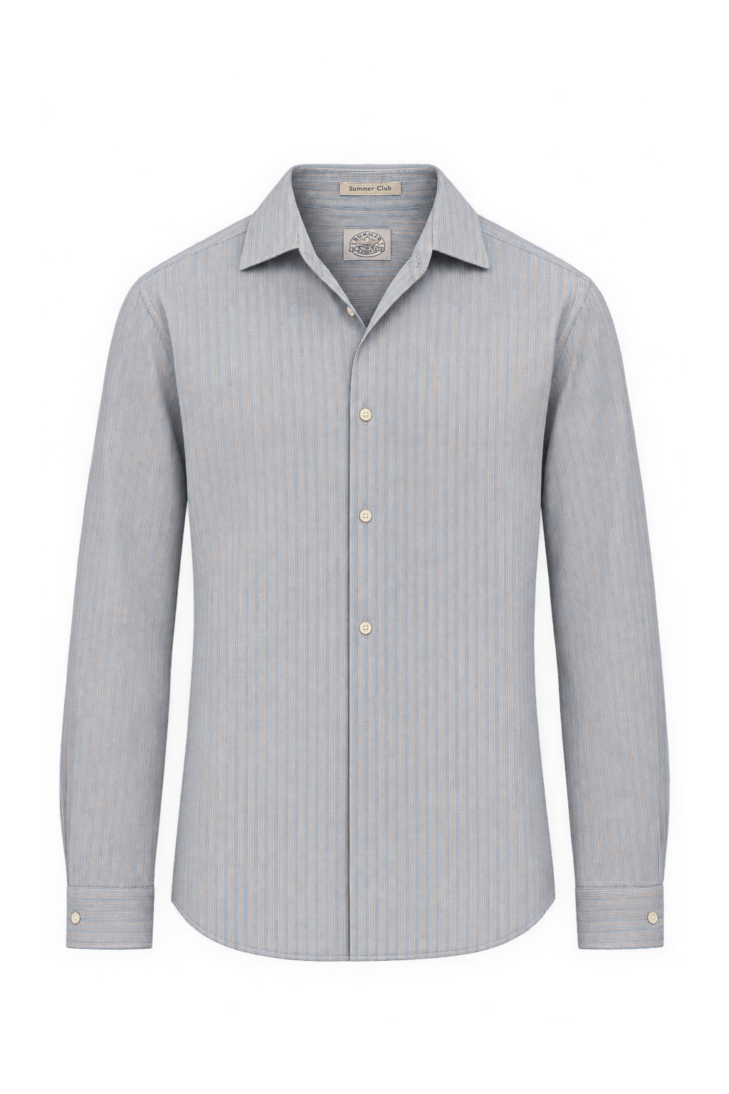 1990s Light Blue Cotton Button-Down Shirt - Front View