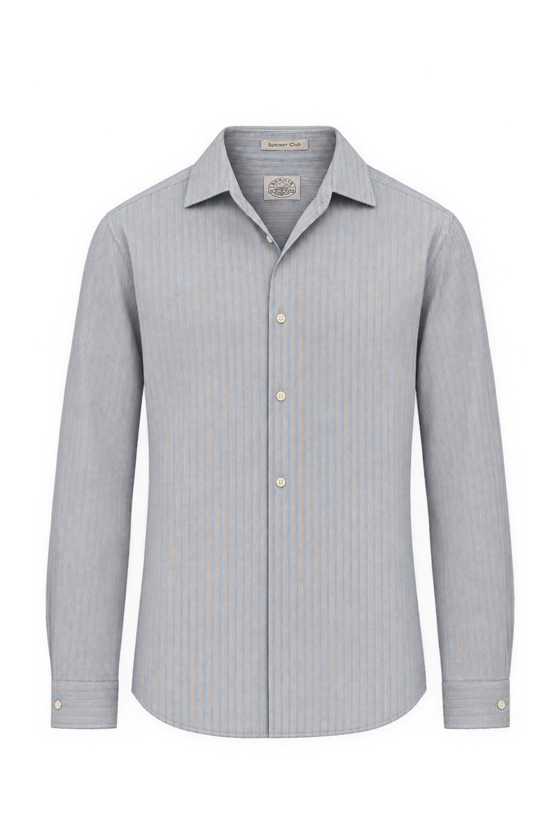 1990s Light Blue Cotton Button-Down Shirt - Front View