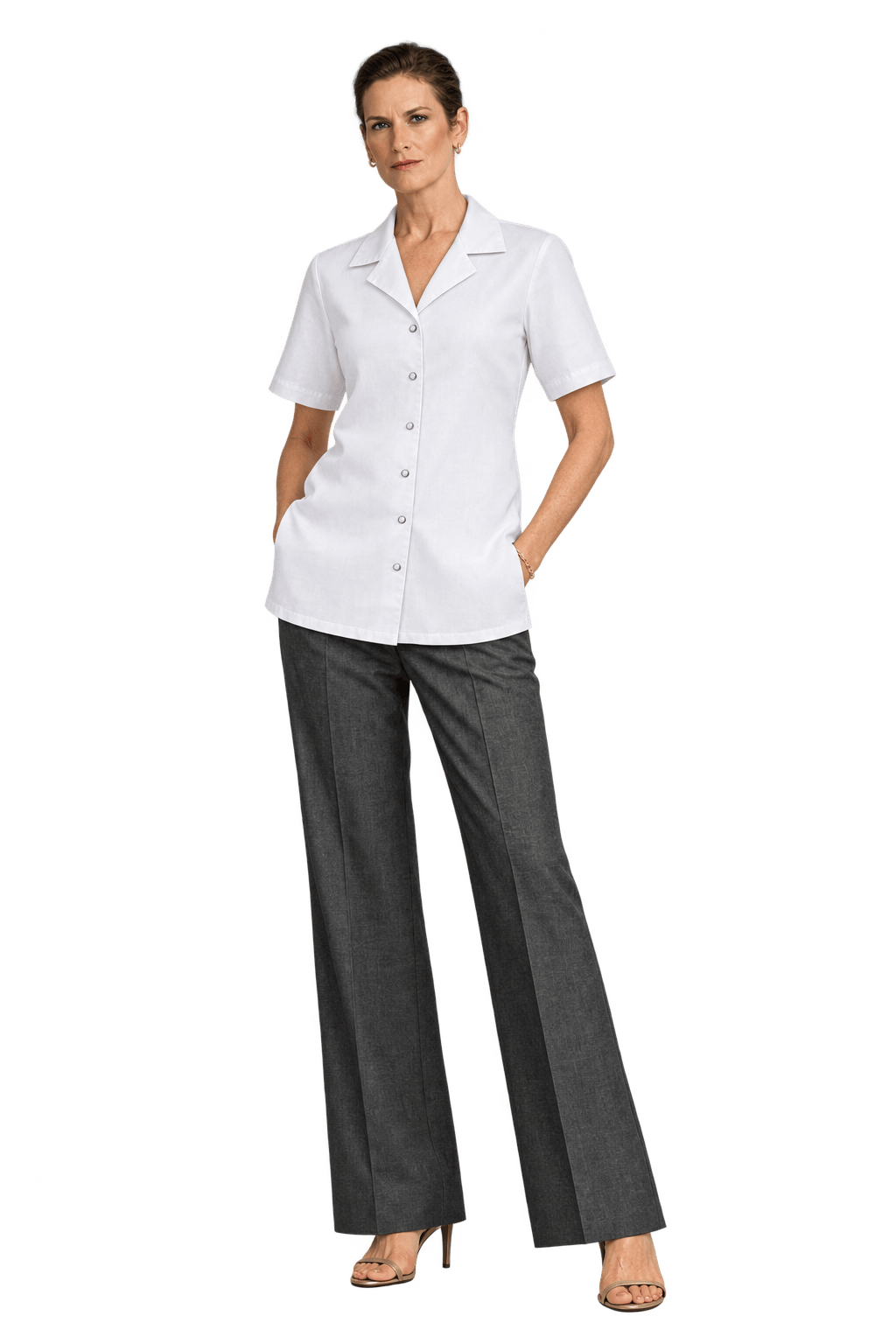 1990s White Polyester Blouse - Model