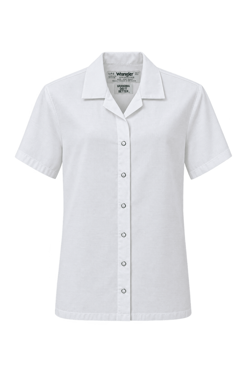 1990s White Polyester-Cotton Blend Shirt - Front View