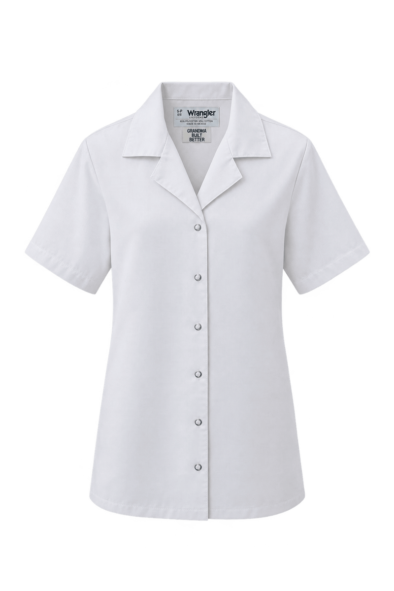 1990s White Polyester Blouse - Front View