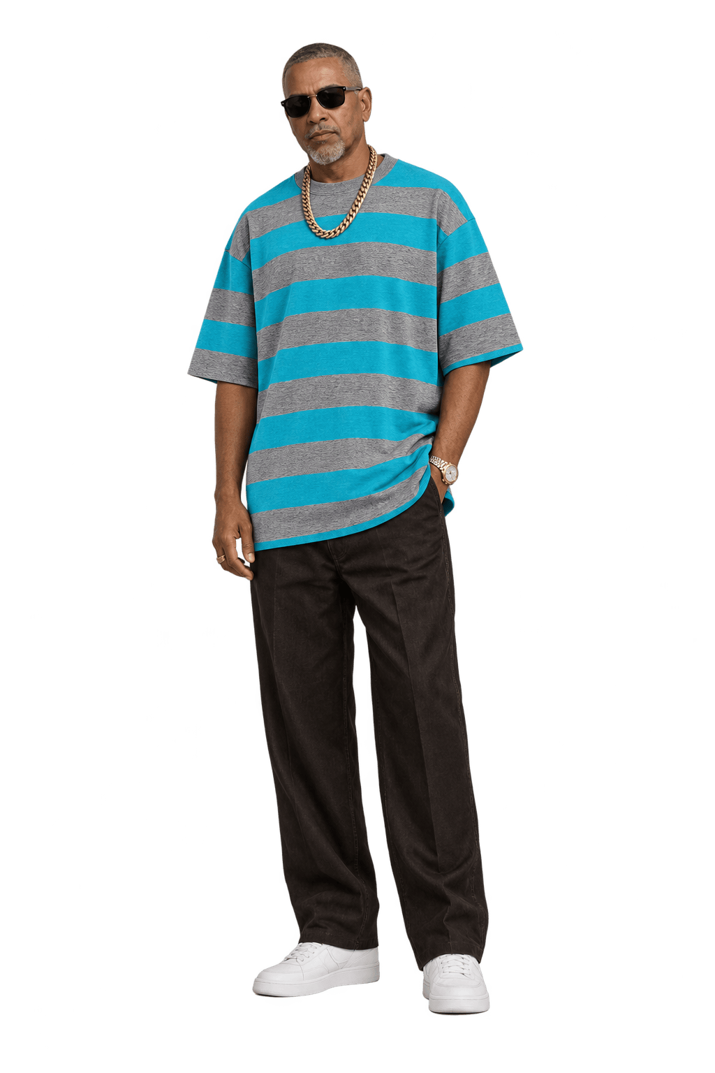 1990s Bright Turquoise Cotton Knit T-Shirt - Model