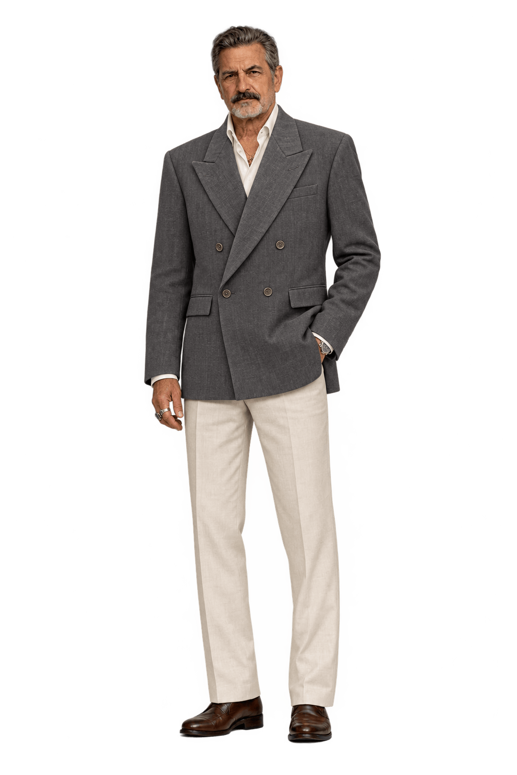 1980s Charcoal Brown Woven Blazer - Model