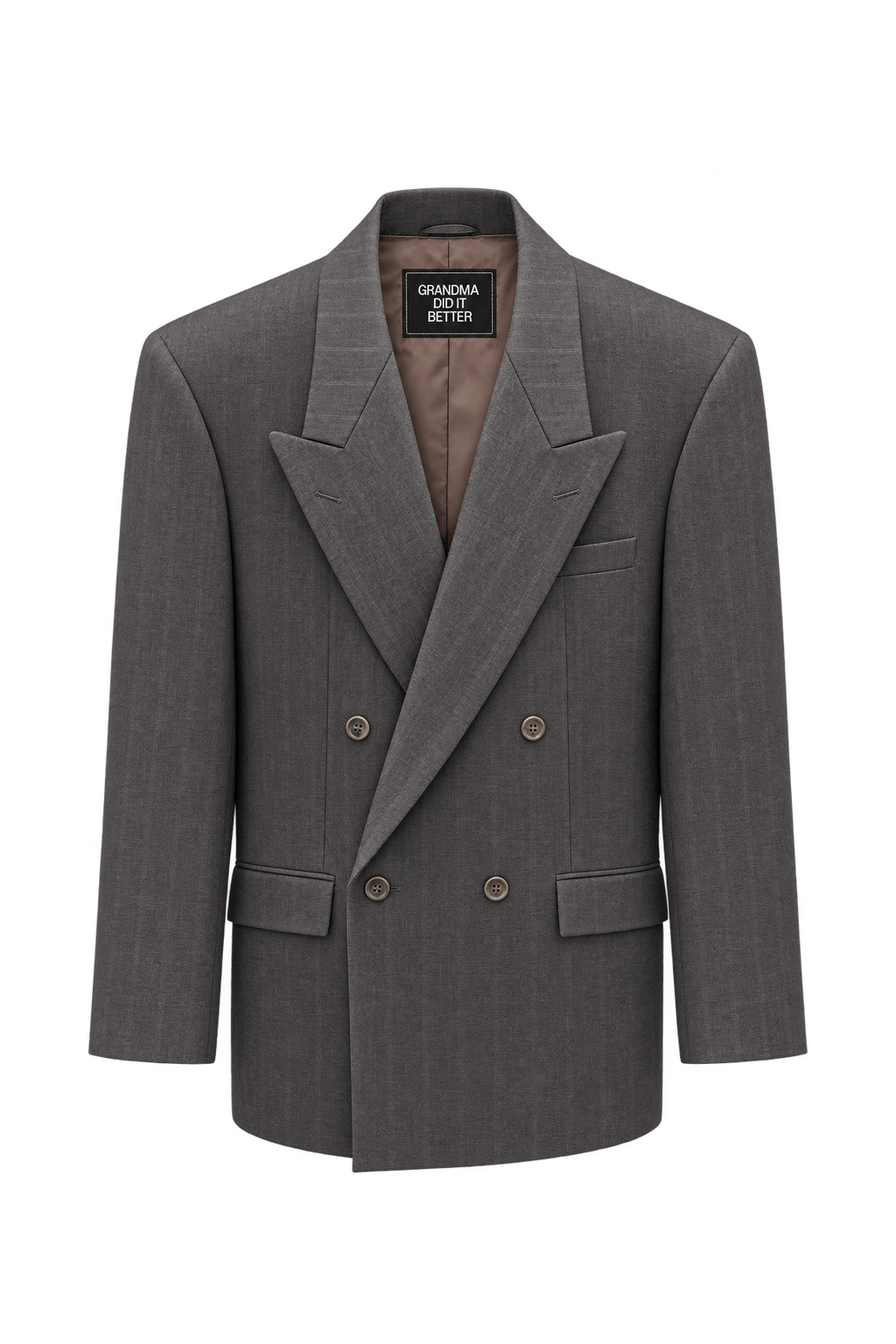 1980s Charcoal Brown Woven Blazer - Front View
