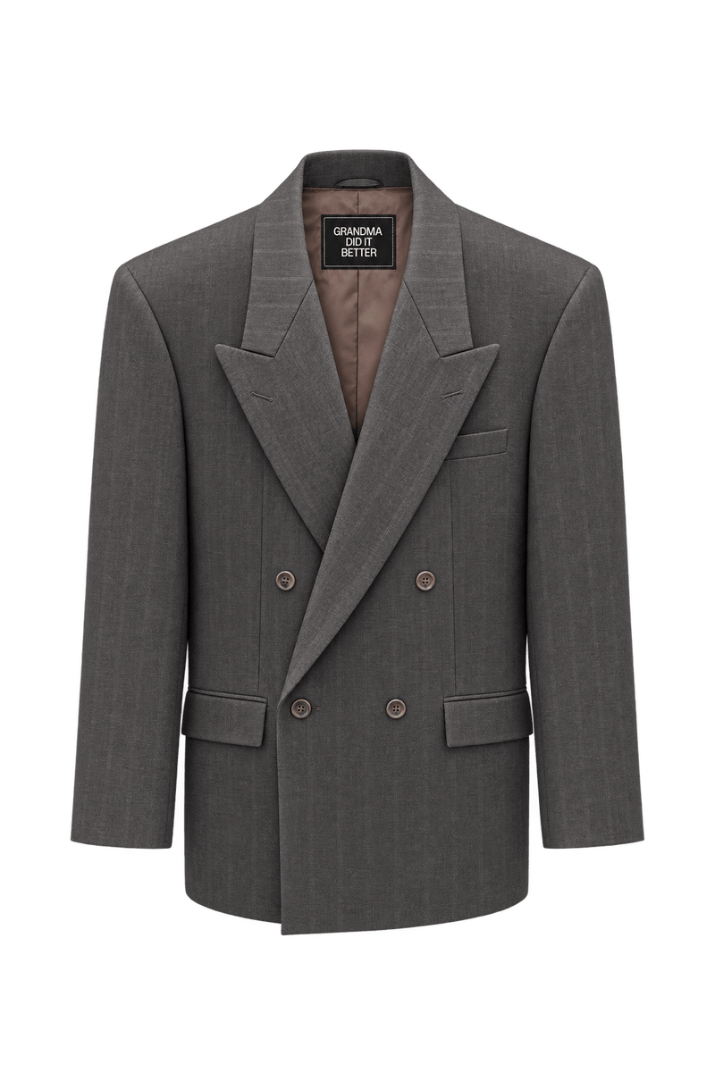 1980s Charcoal Brown Woven Blazer - Front View