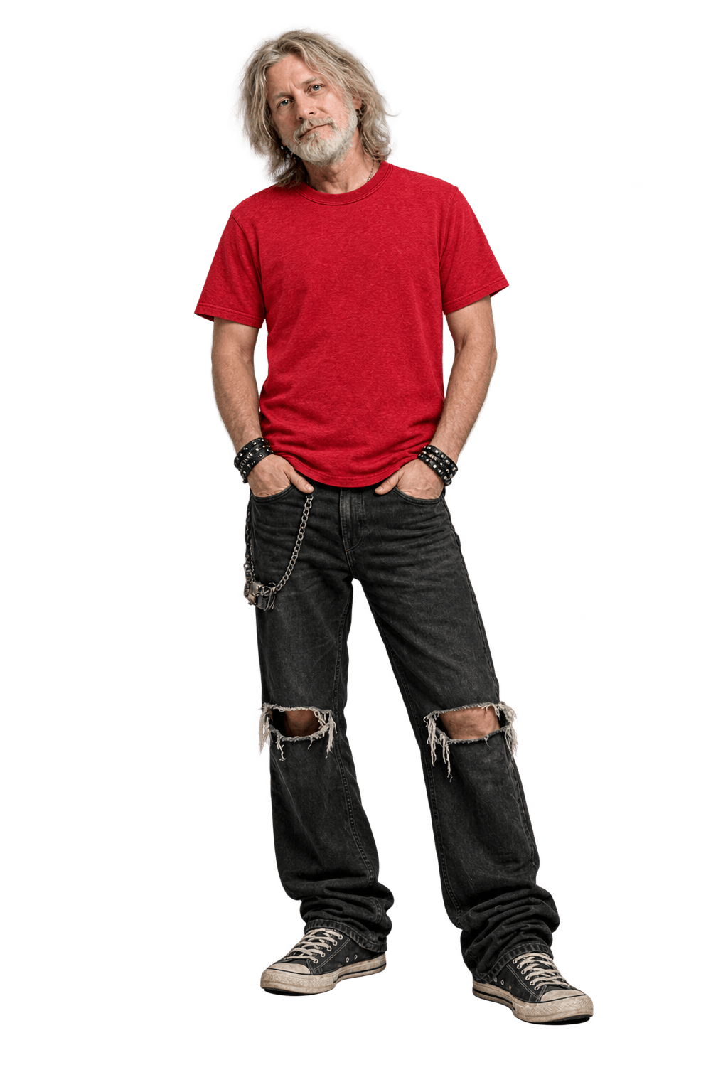 1990s Bright Red Cotton T-Shirt - Model