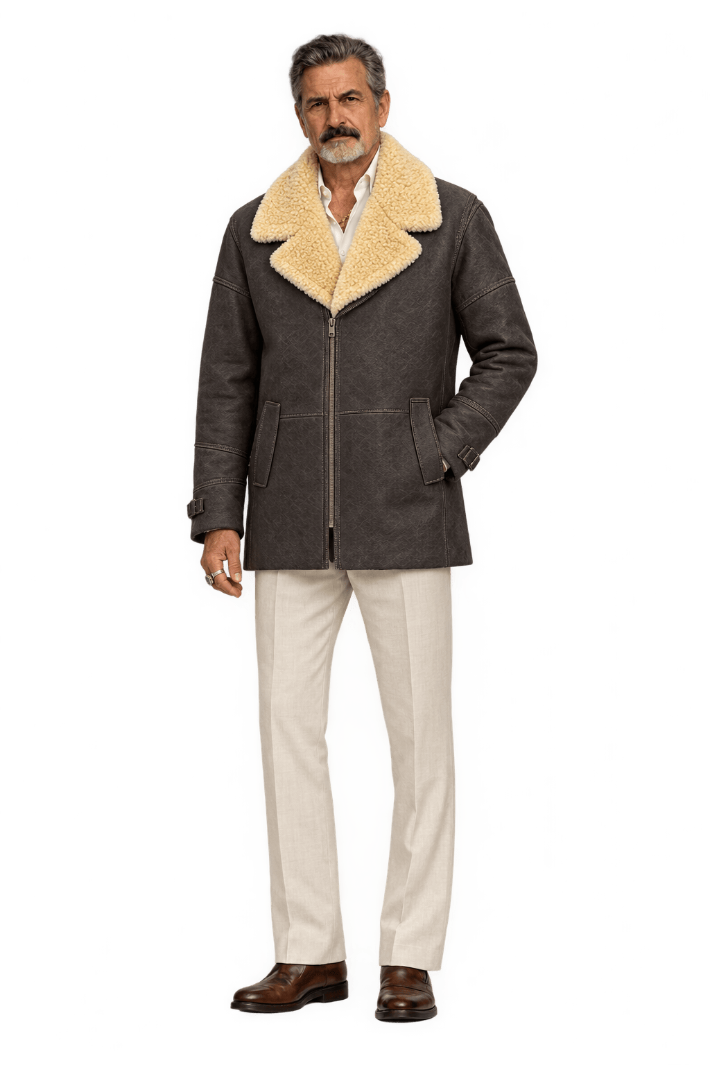 1980s Dark Chocolate Brown Leather Jacket - Model
