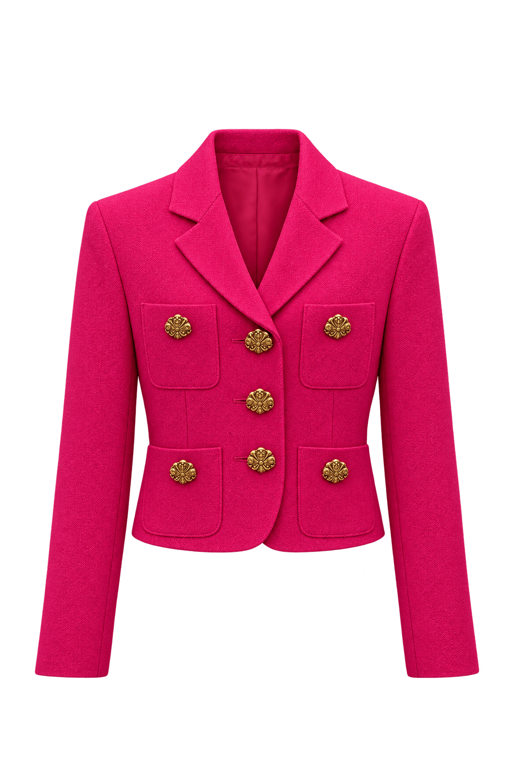 1990s Hot Pink Textured Blazer - Front View
