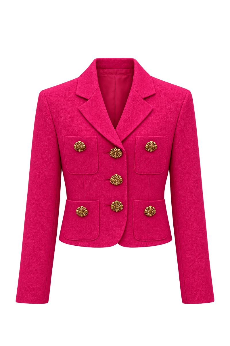 1990s Hot Pink Textured Blazer - Front View