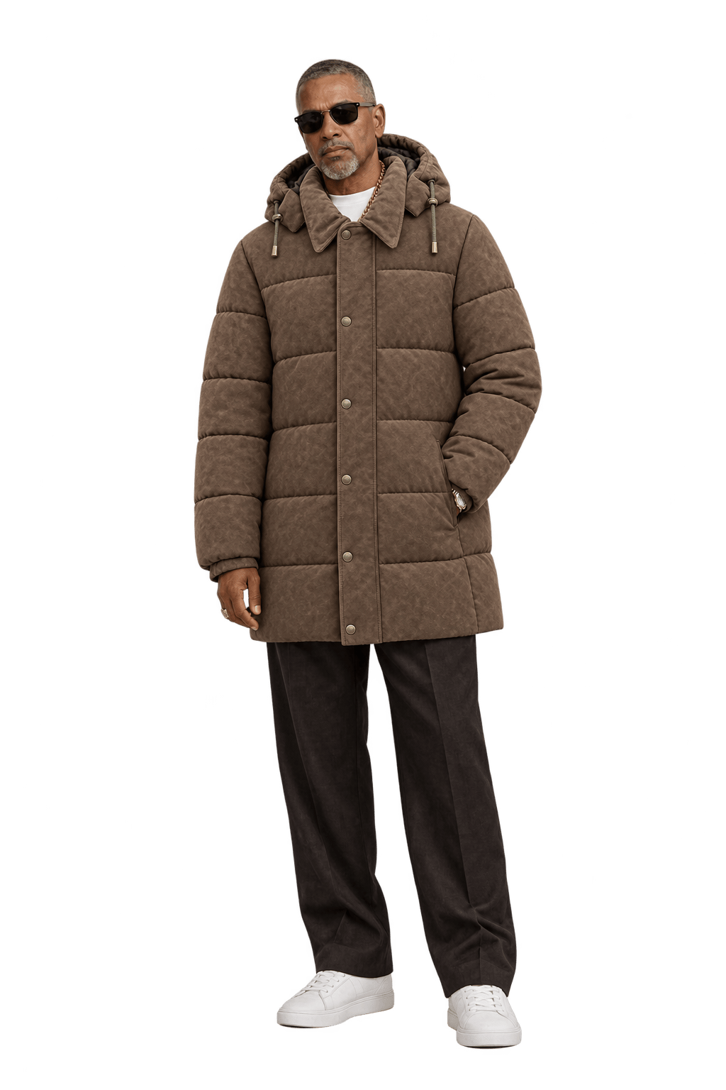 1990s Weathered Medium Brown Suede Parka - Model