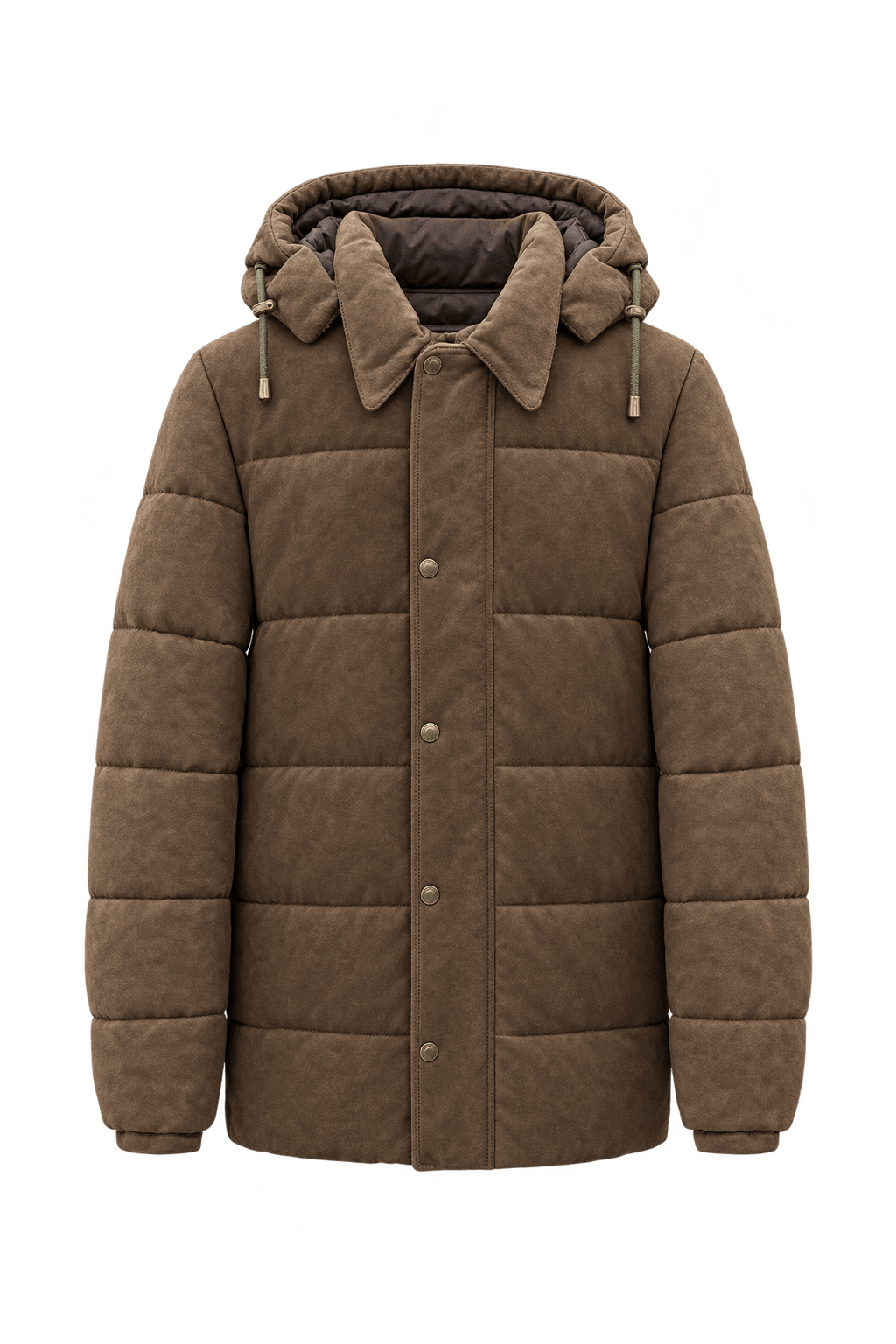 1990s Weathered Medium Brown Suede Parka - Front View