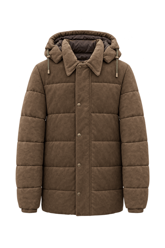 1990s Weathered Medium Brown Suede Parka - Front View