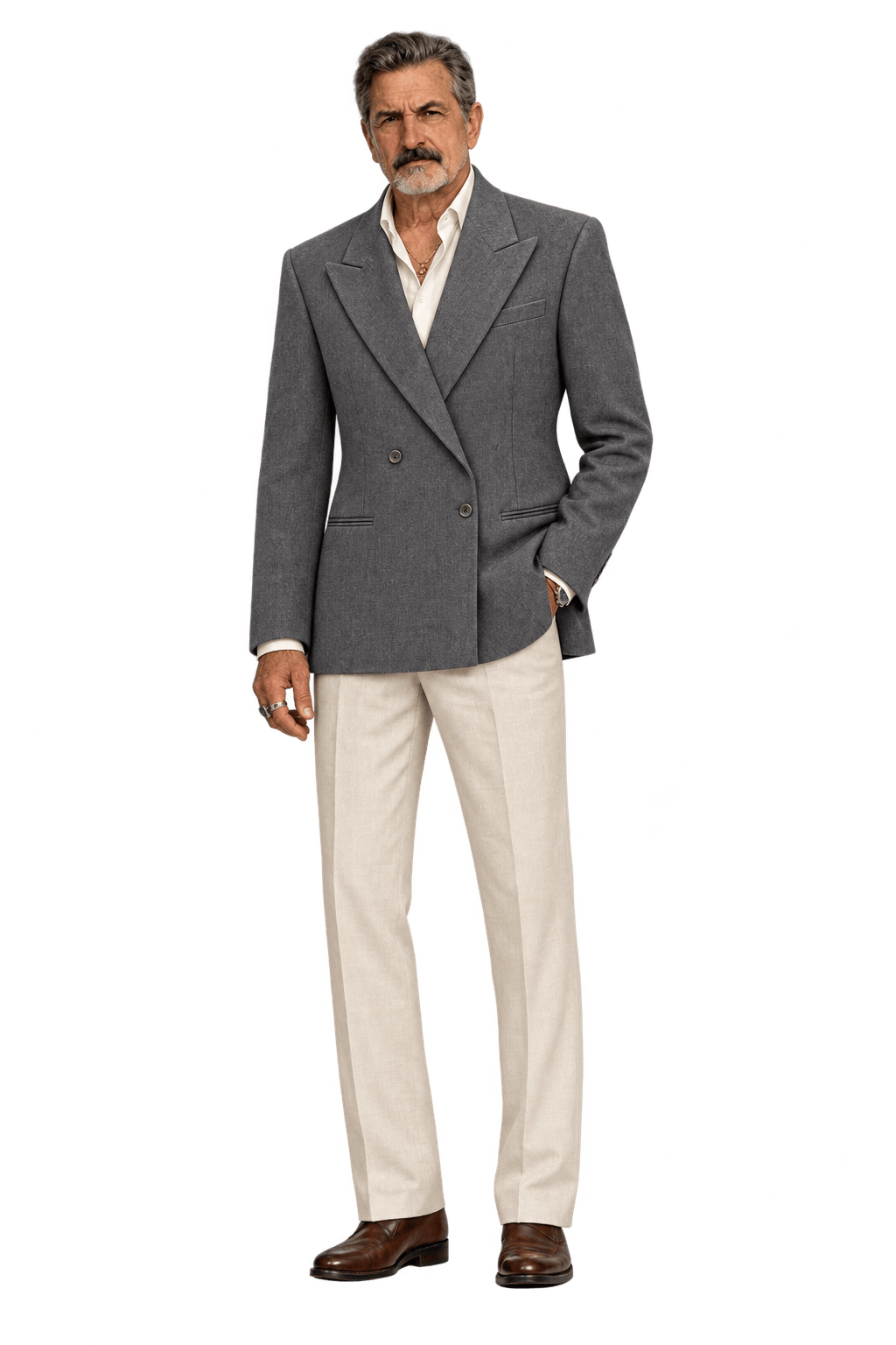 1980s Charcoal Gray Woven Blazer - Model