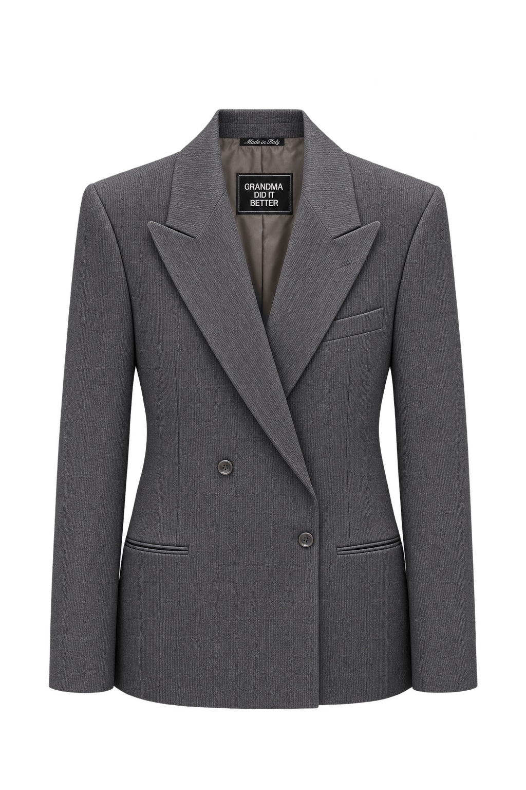 1980s Charcoal Gray Woven Blazer - Front View