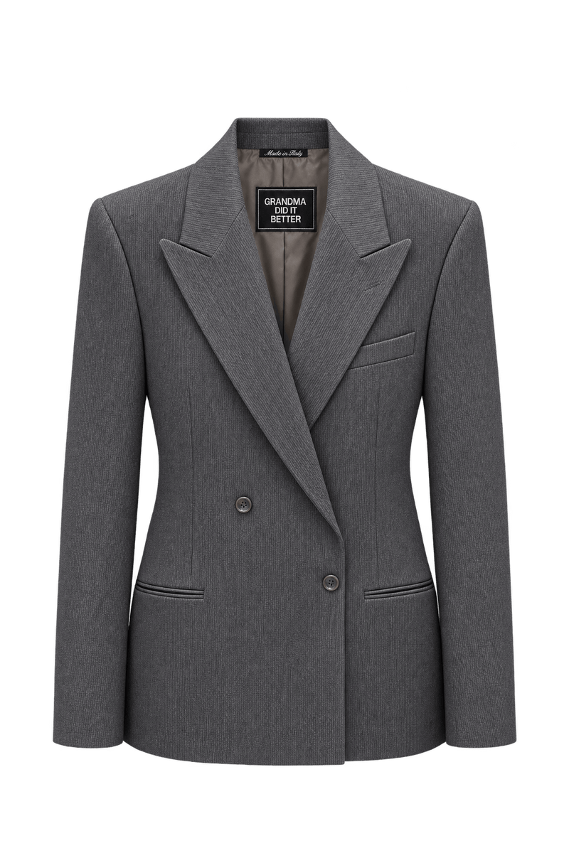 1980s Charcoal Gray Woven Blazer - Front View