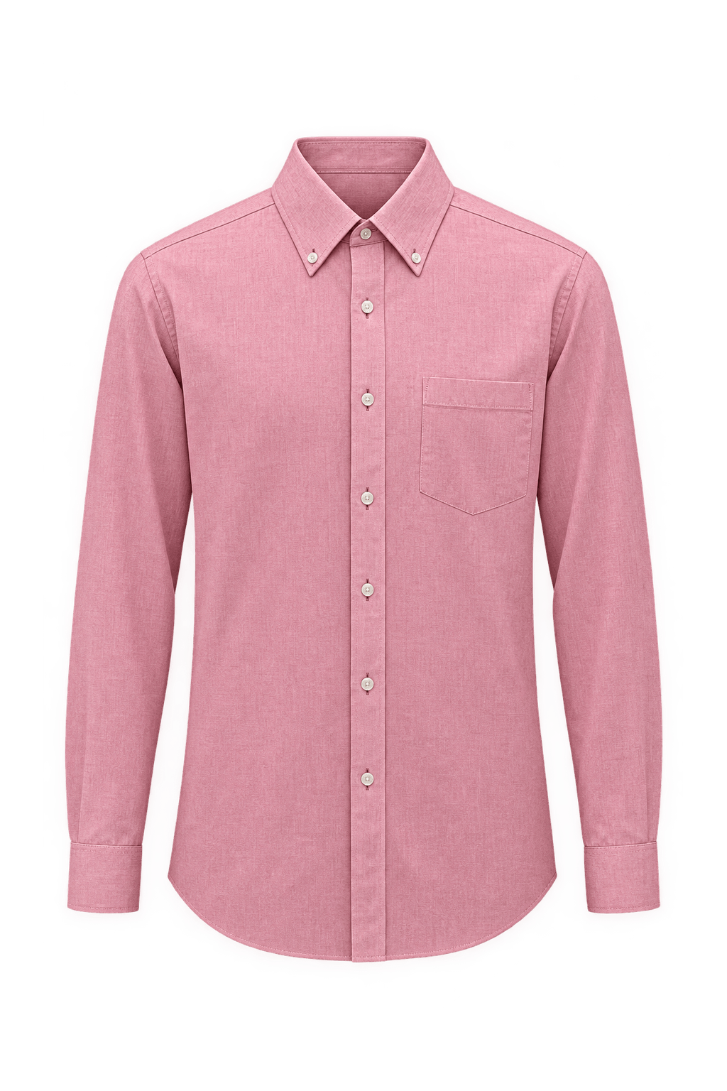 1990s Muted Rose Pink Cotton Button-Down Shirt - Front View