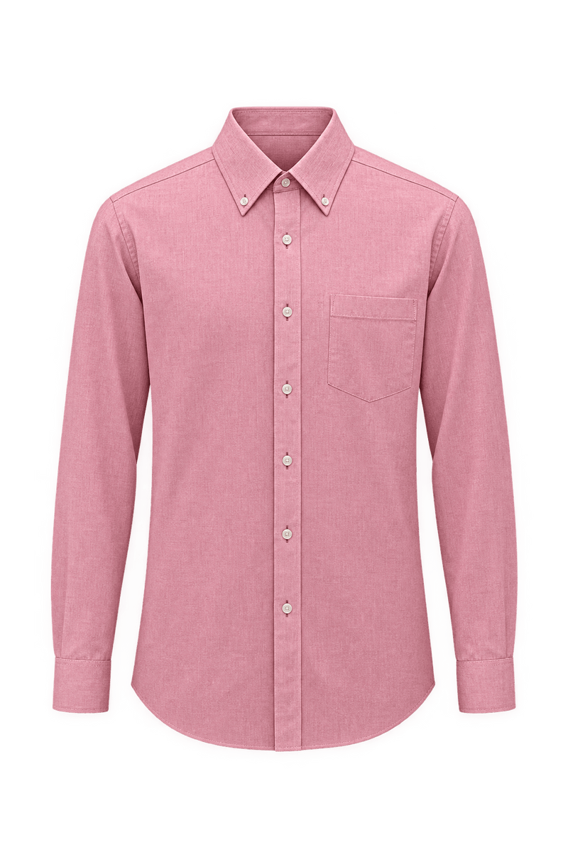 1990s Muted Rose Pink Cotton Button-Down Shirt - Front View