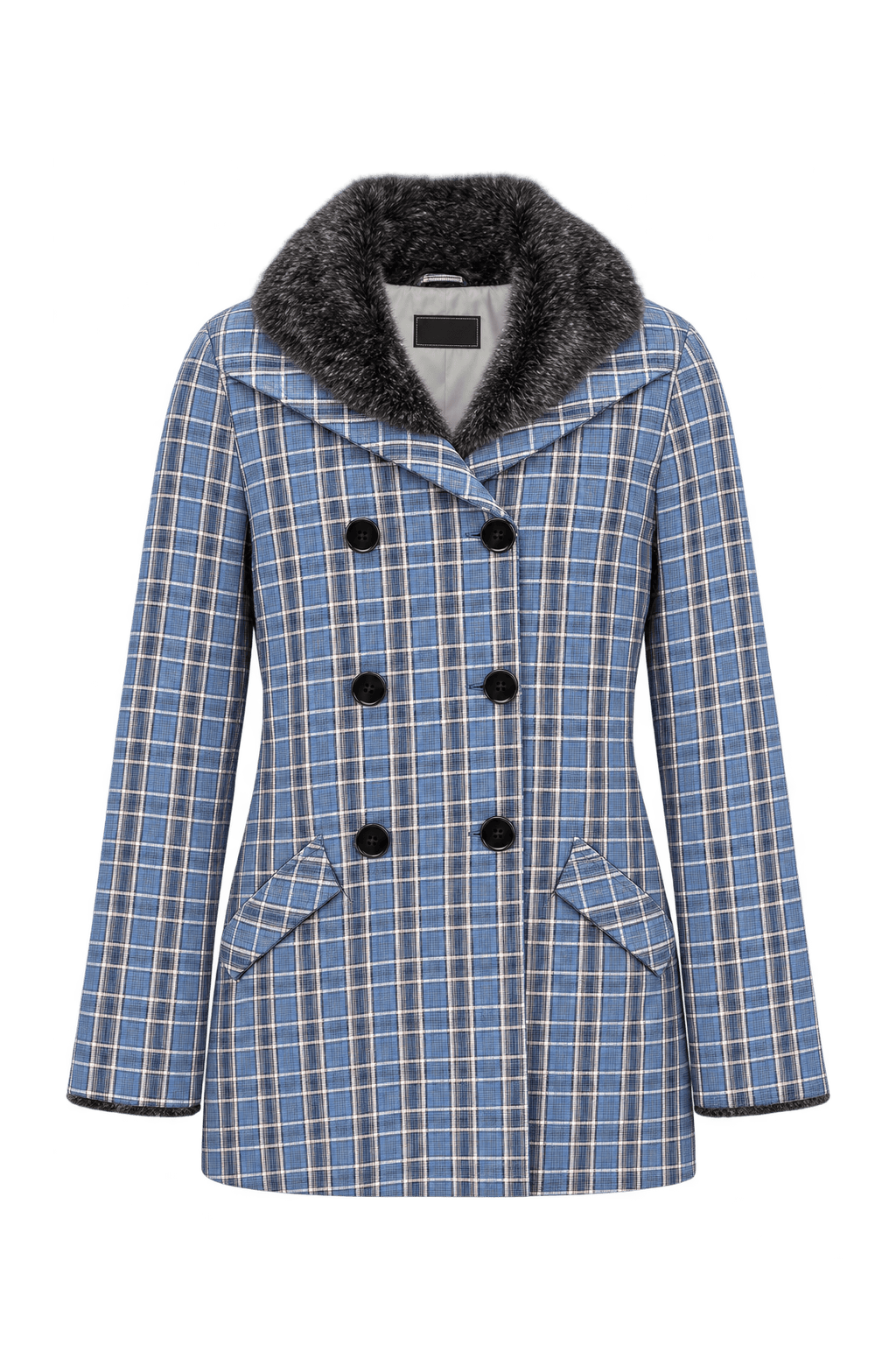 1950s Medium Blue Woven Fabric Jacket - Front View