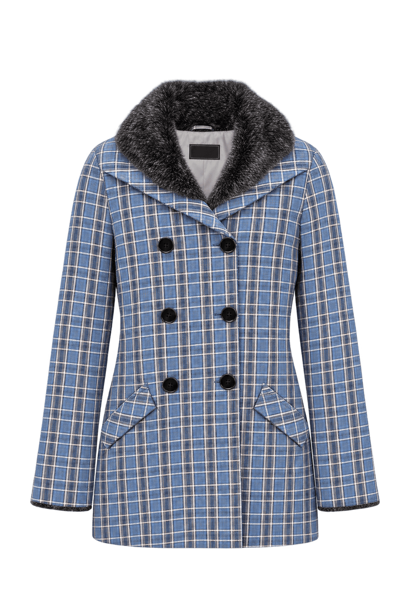 1950s Medium Blue Woven Fabric Jacket - Front View