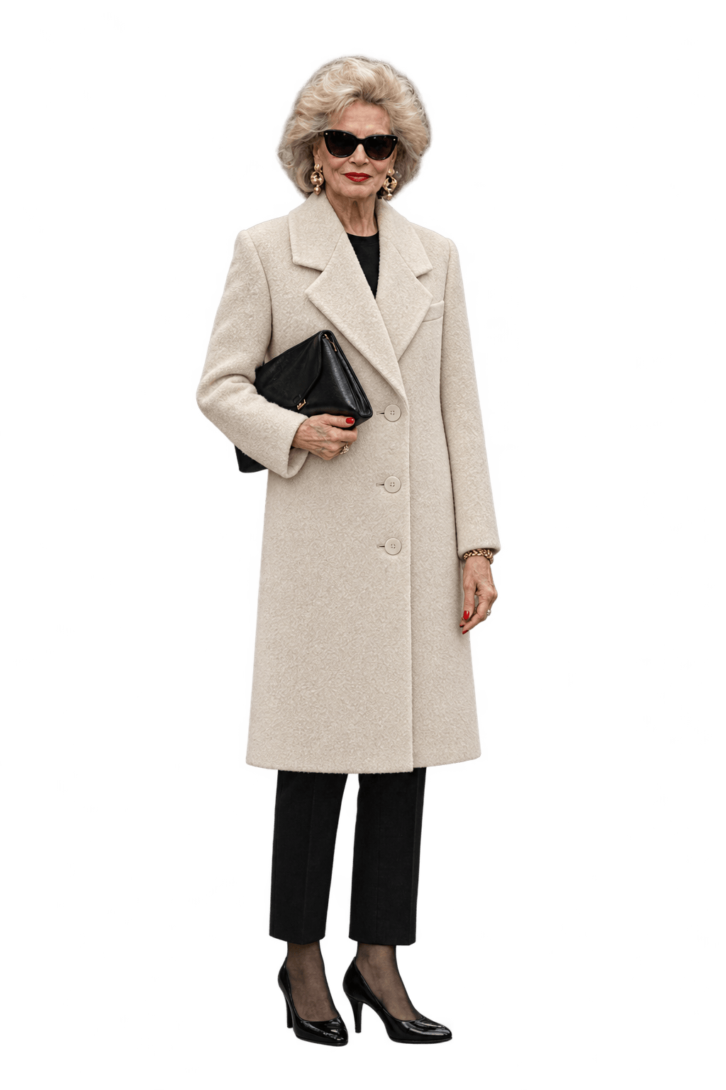 1980s Warm Cream Wool Coat - Model