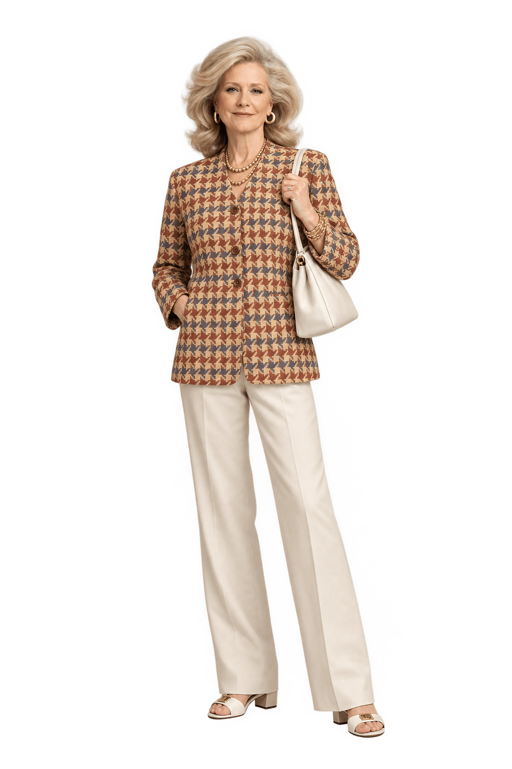 1980s Cream Beige Woven Jacket - Model