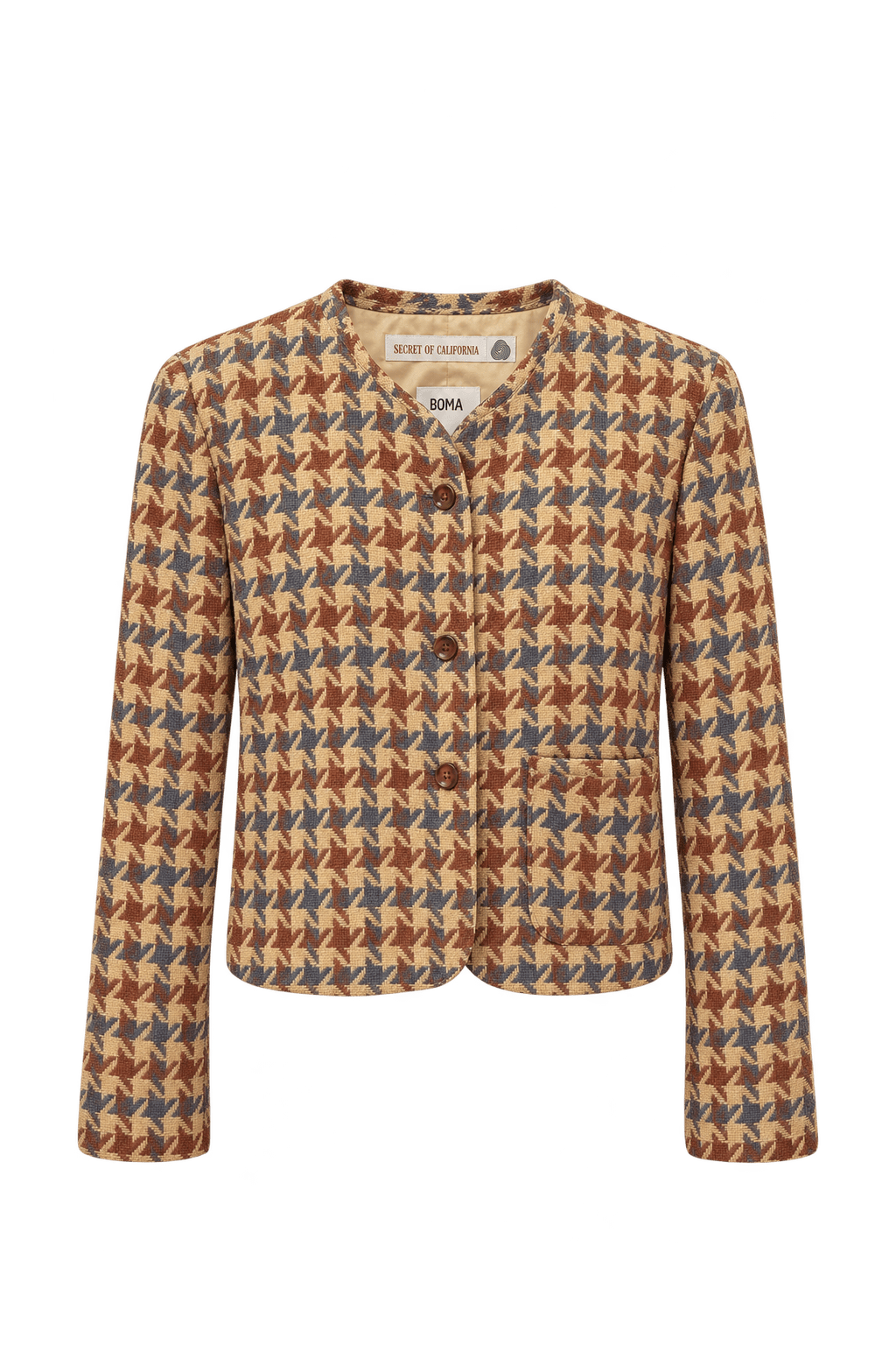 1980s Cream Beige Woven Jacket - Front View