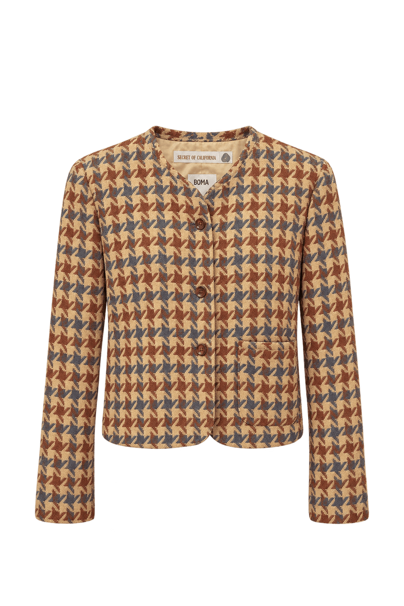 1980s Cream Beige Woven Jacket - Front View