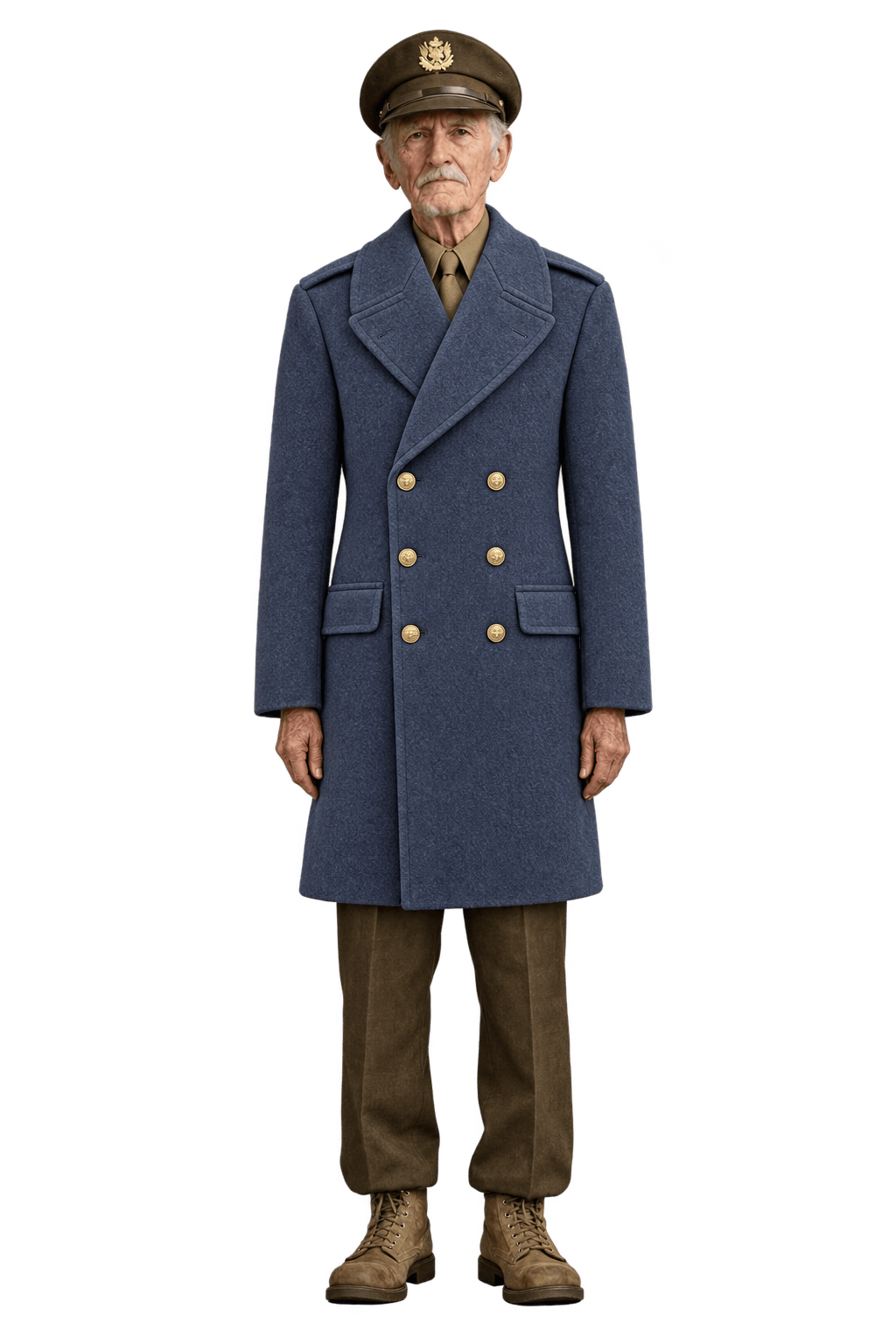 1940s Slate Navy Blue Wool Coat - Model