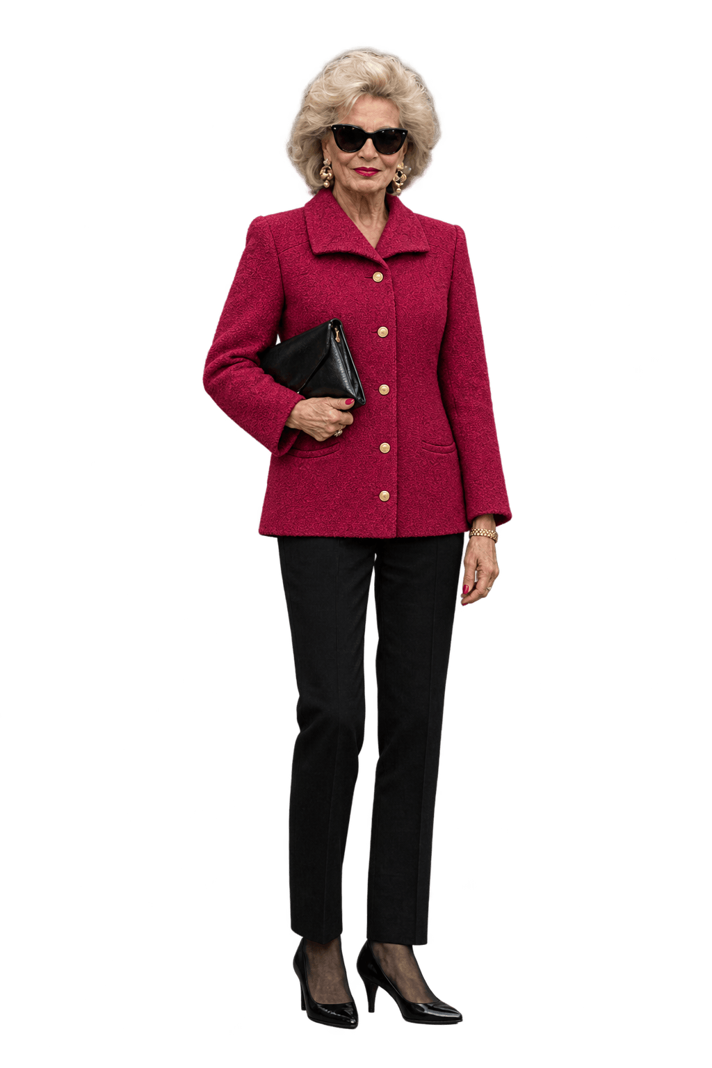 1980s Deep Raspberry Red Textured Jacket - Model