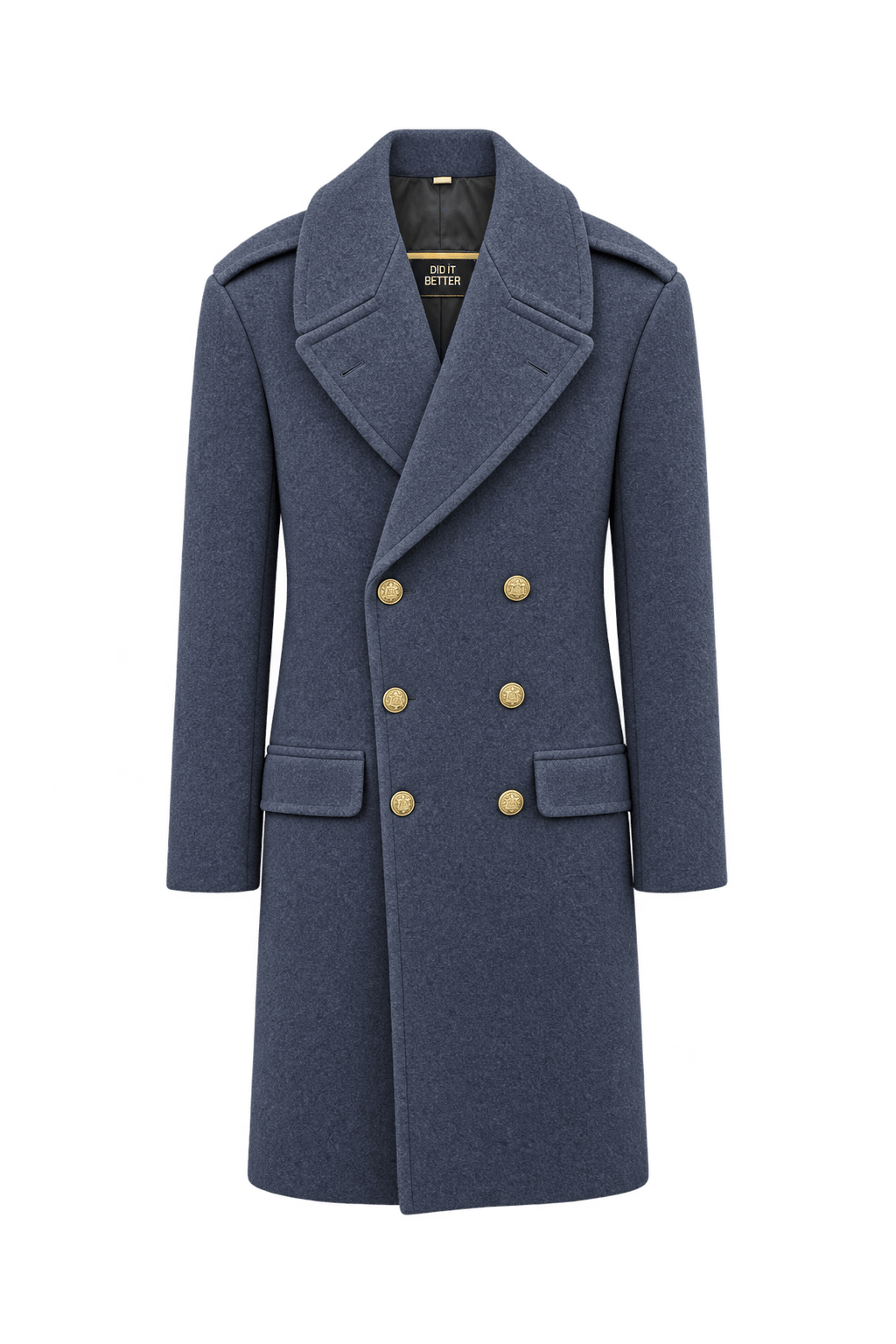 1940s Slate Navy Blue Wool Coat - Front View