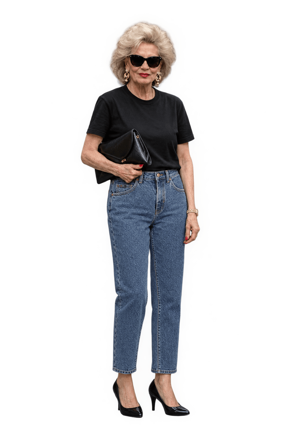 1990s Faded Medium Blue Cotton Denim Jeans - Model