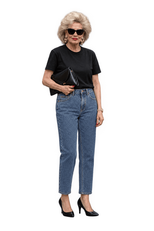 1990s Faded Medium Blue Cotton Denim Jeans - Model