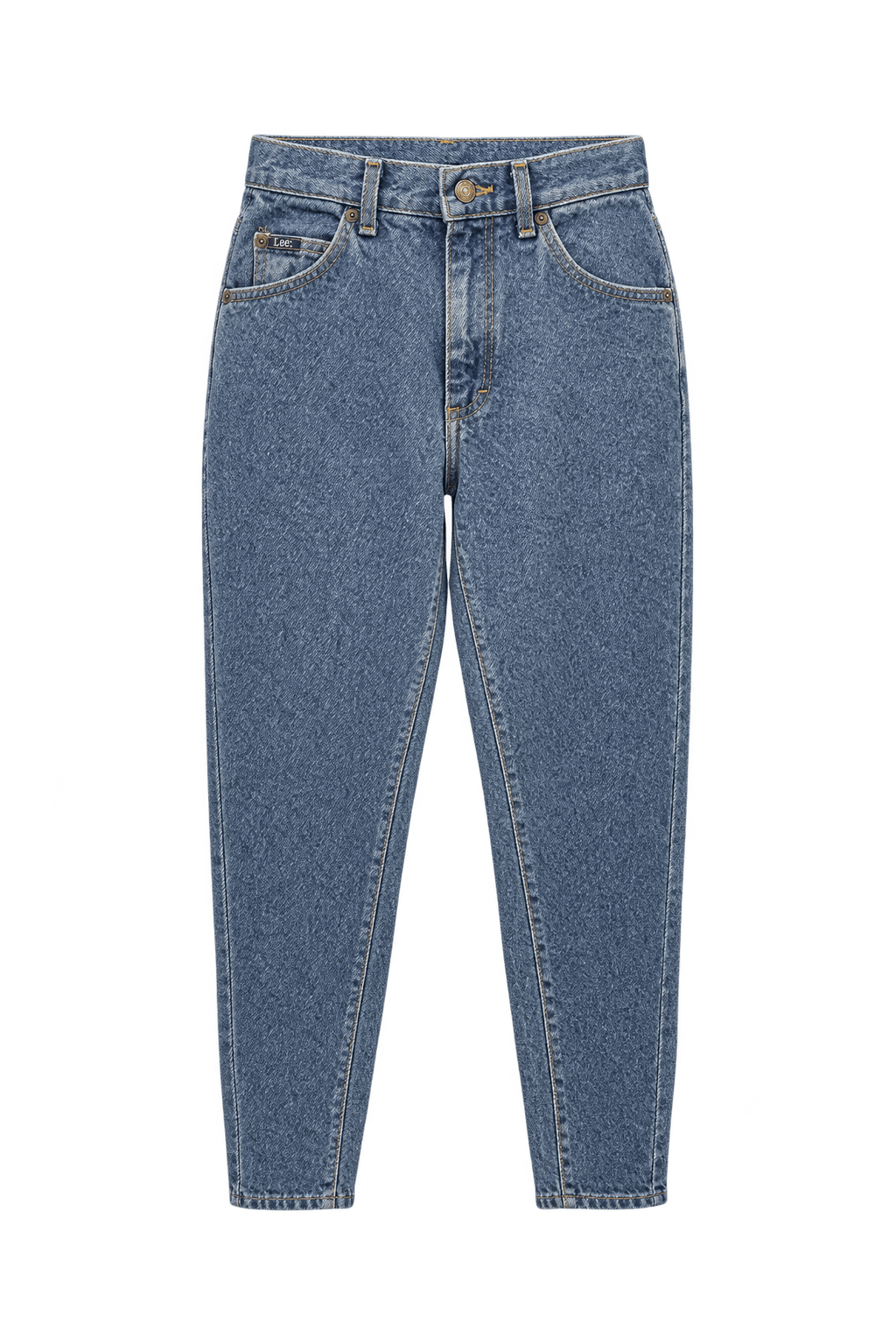 1990s Faded Medium Blue Cotton Denim Jeans - Front View
