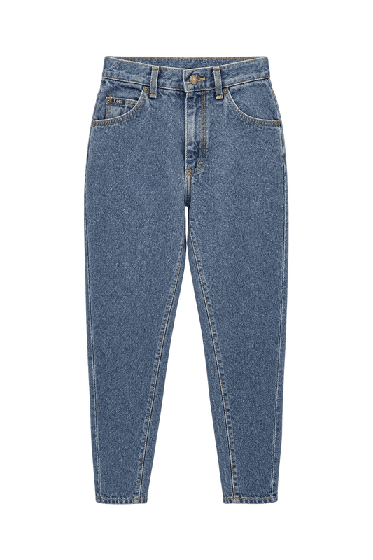 1990s Faded Medium Blue Cotton Denim Jeans - Front View