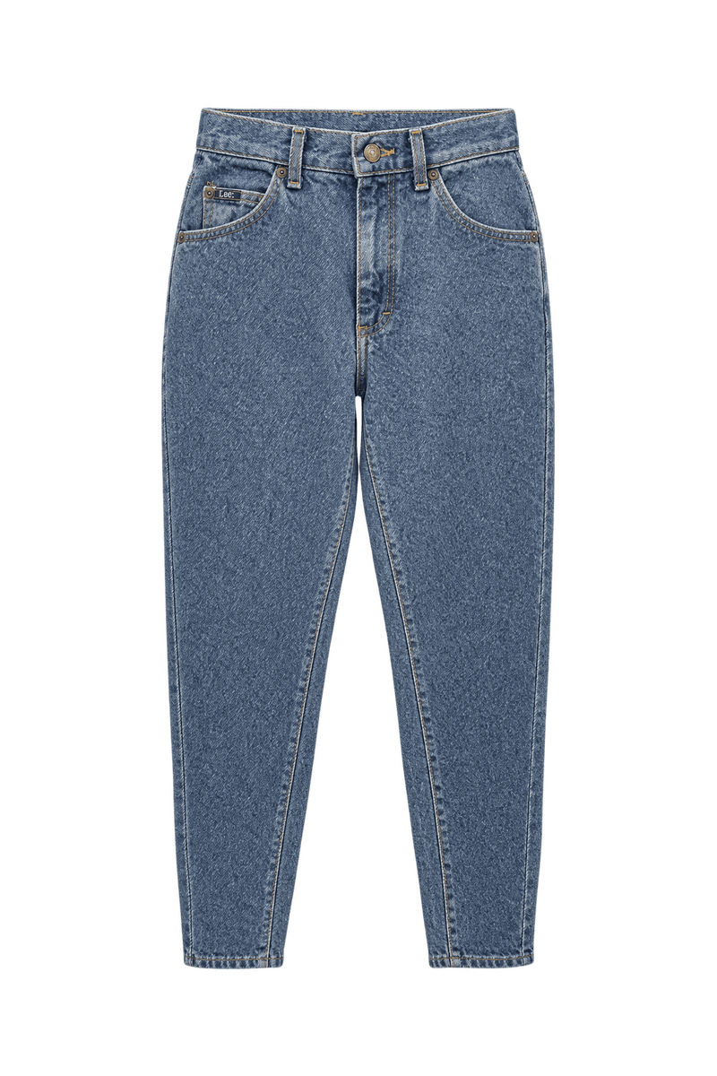 1990s Faded Medium Blue Cotton Denim Jeans - Front View