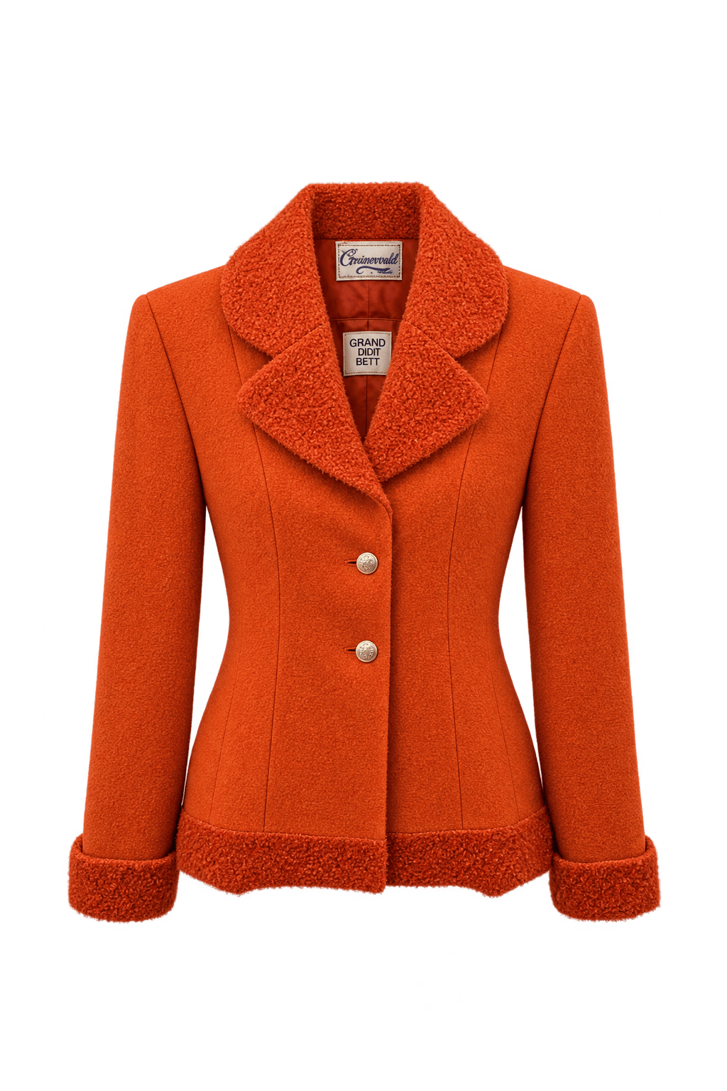1980s Vivid Orange Woven Fabric Jacket - Front View