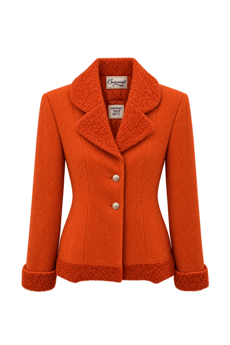 1980s Vivid Orange Woven Fabric Jacket - Front View