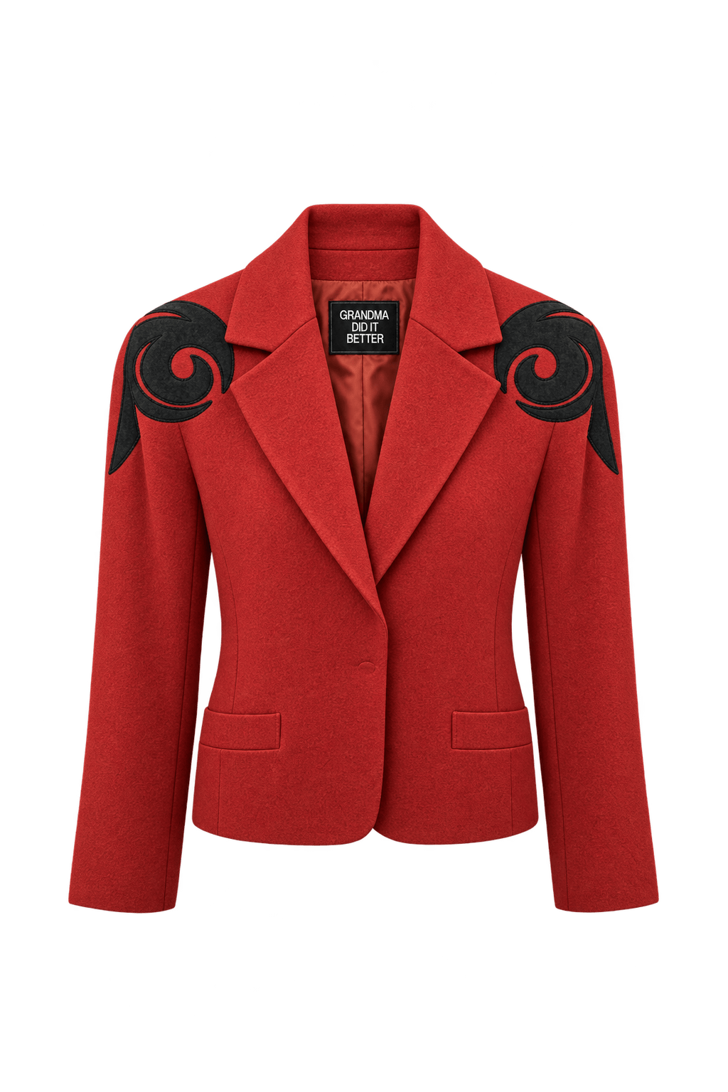 1980s Bright Red Wool-Like Jacket - Front View