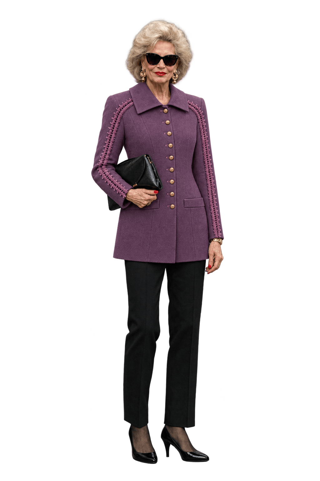 1980s Muted Plum Purple Woven Fabric Jacket - Model