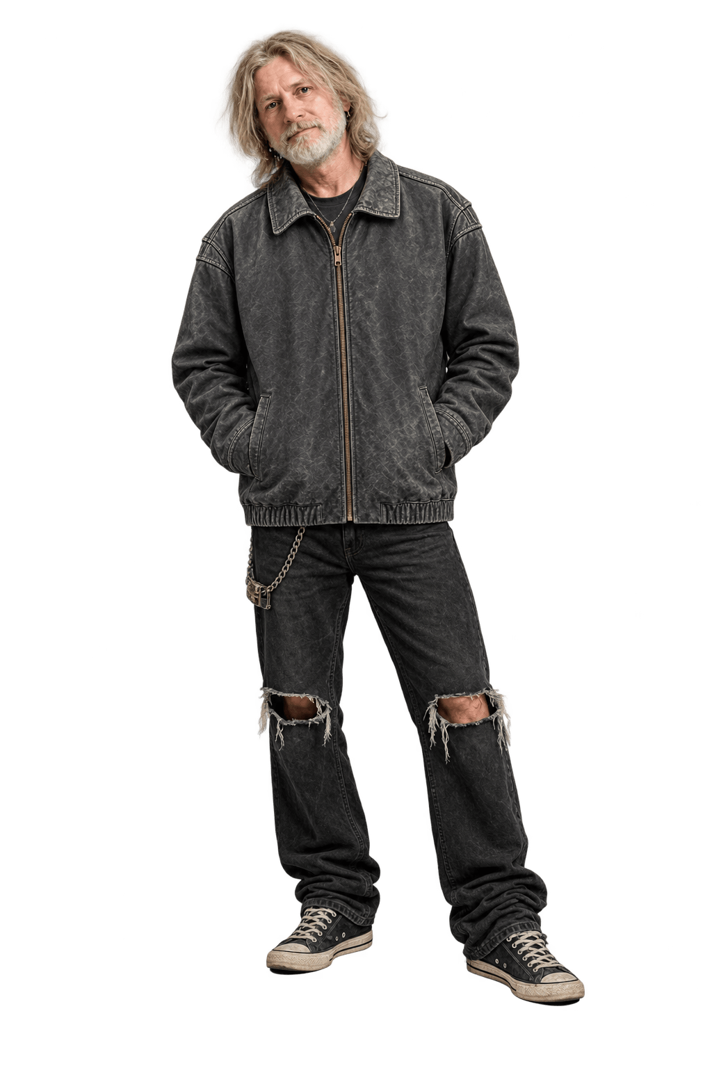 1990s Faded Black Leather Jacket - Model