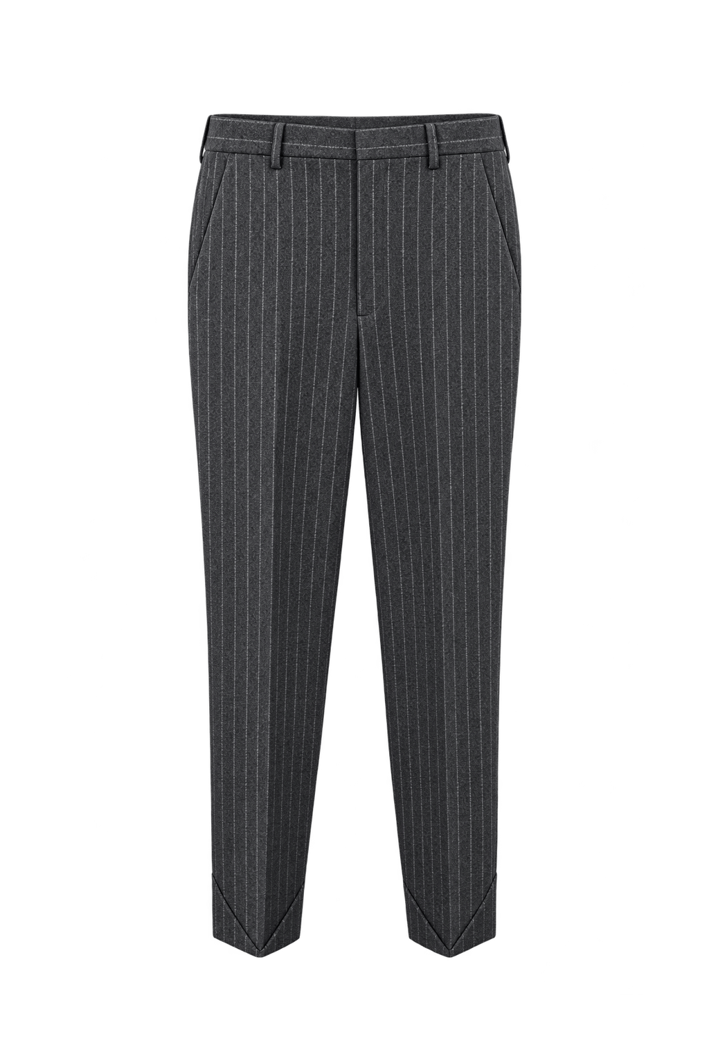 1980s Charcoal Grey Wool-Like Trousers - Front View