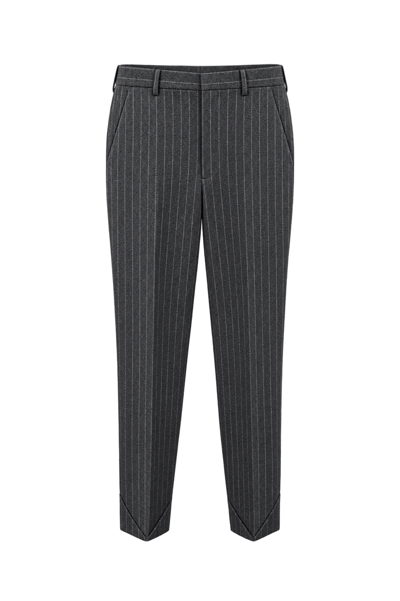 1980s Charcoal Grey Wool-Like Trousers - Front View