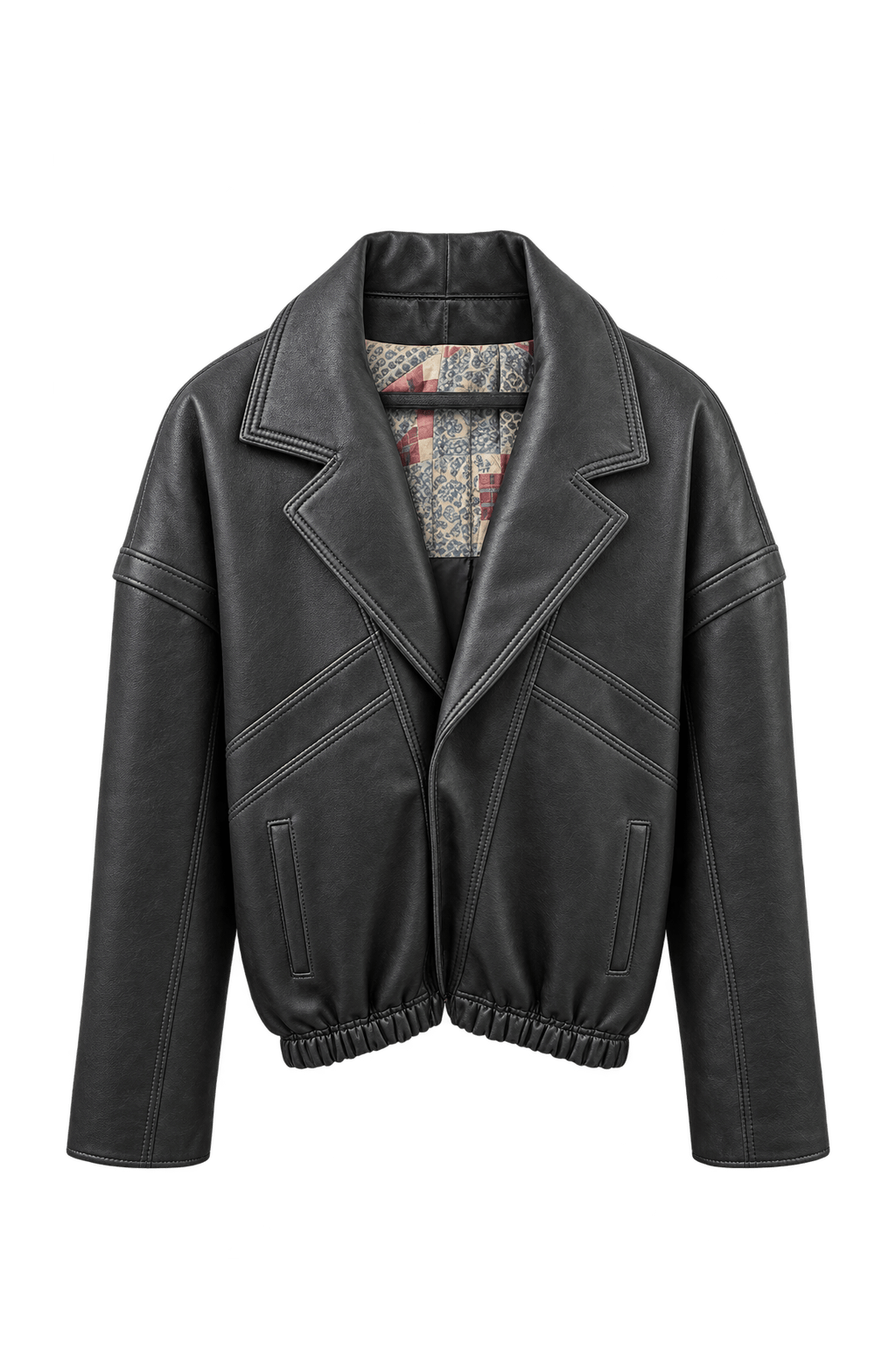1980s Black Leather Jacket - Front View