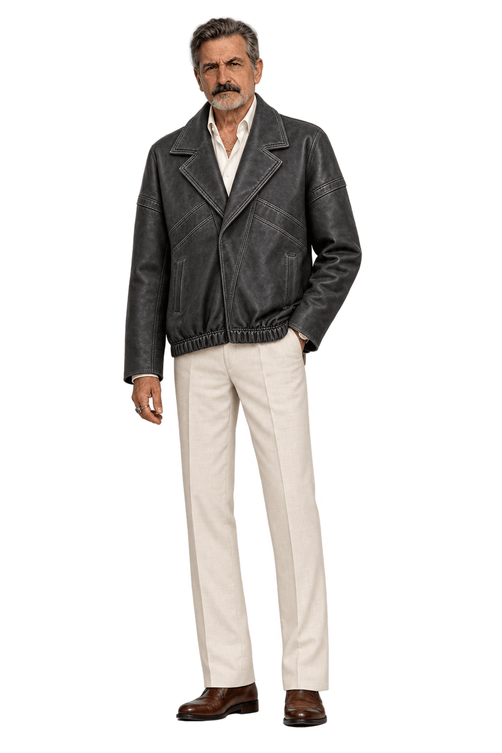 1980s Black Leather Jacket - Model