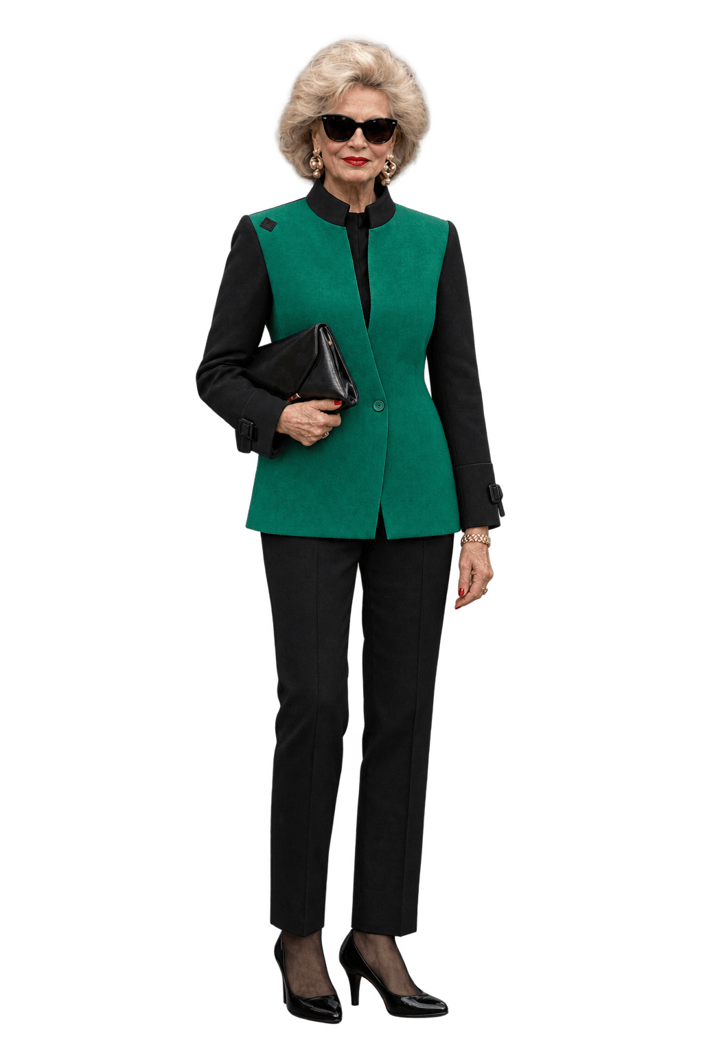 1980s Emerald Green Woven Fabric Jacket - Model