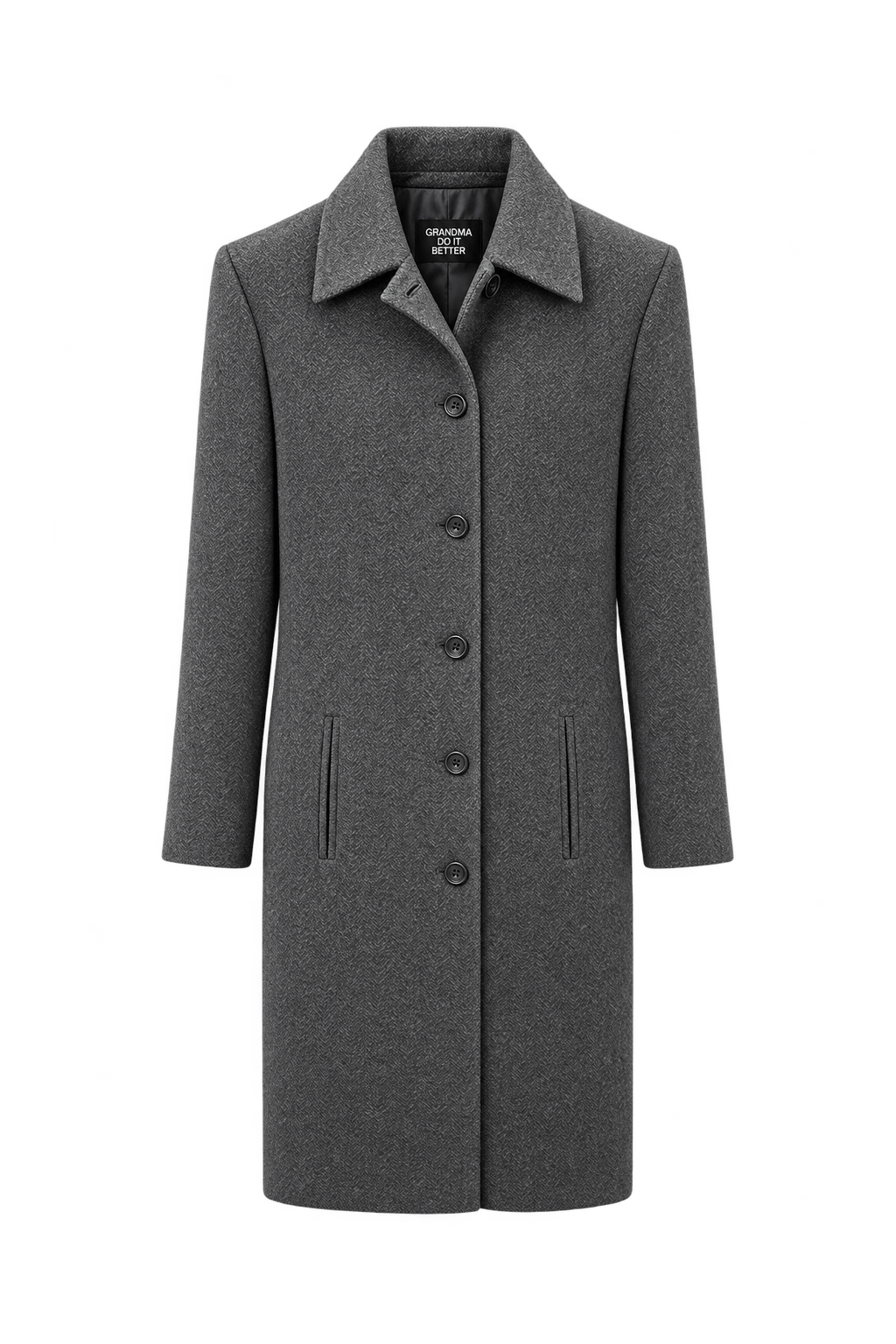 1990s Charcoal Gray Wool Coat - Front View